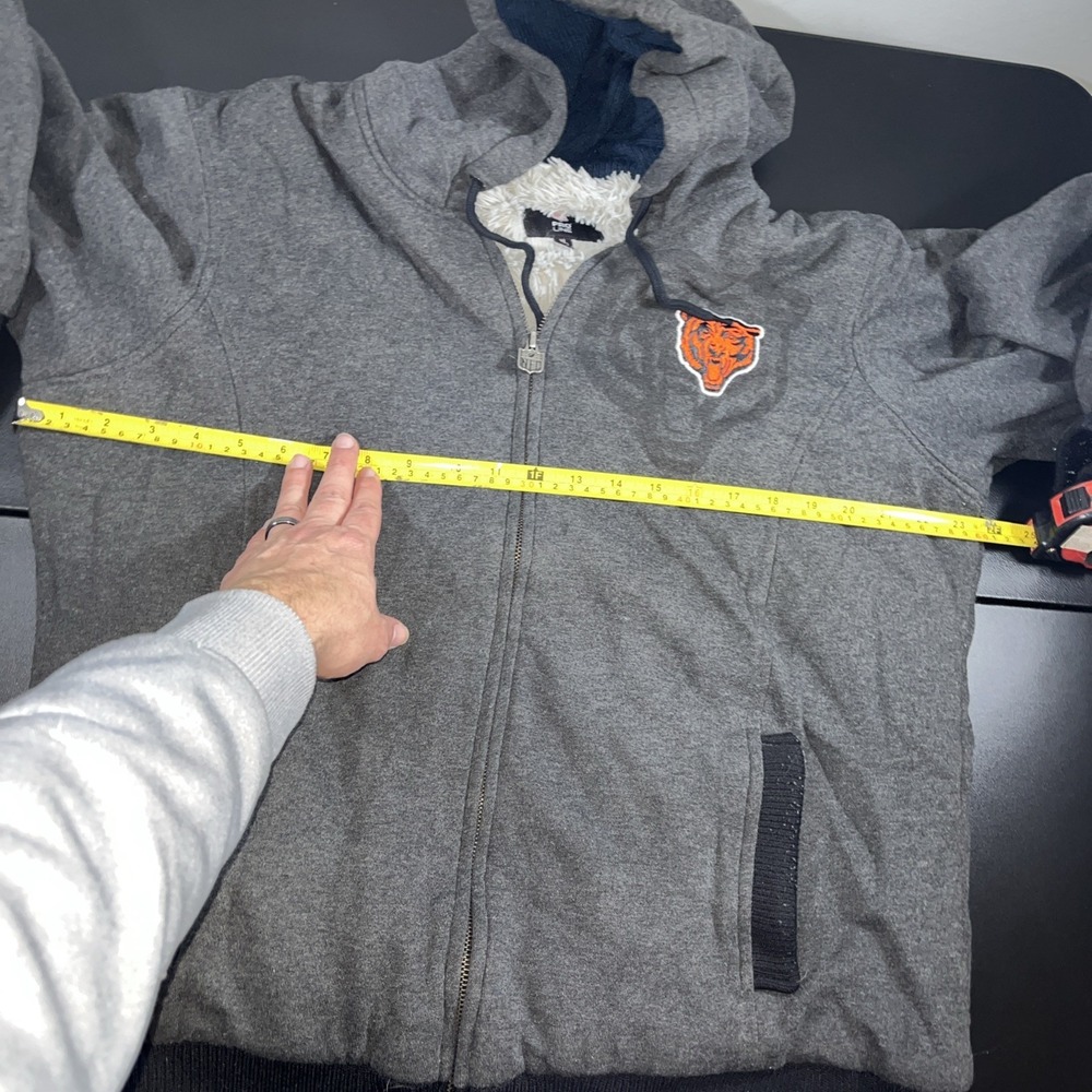 NFL Pro Line Hoodie Chicago Bears Full Zip Jacket Coat Sherpa-Lined Fleece XL - Picture 7 of 9